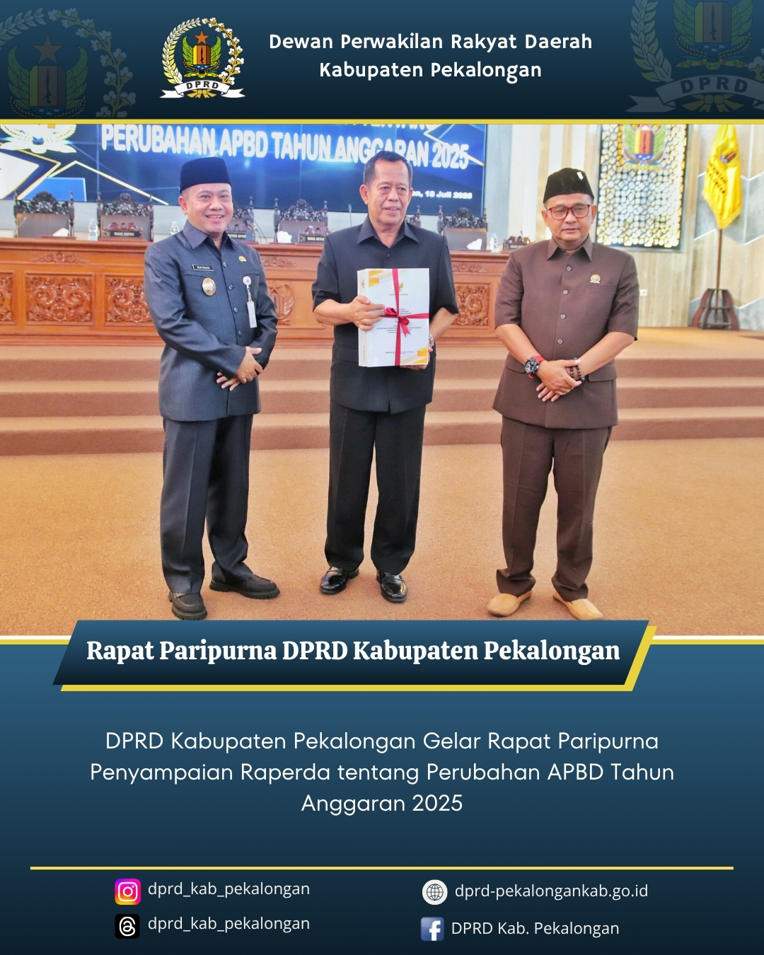 DPRD Kabupaten Pekalongan Gelar Rapat Paripurna Penyampaian Raperda tentang Perubahan APBD Tahun Anggaran 2025