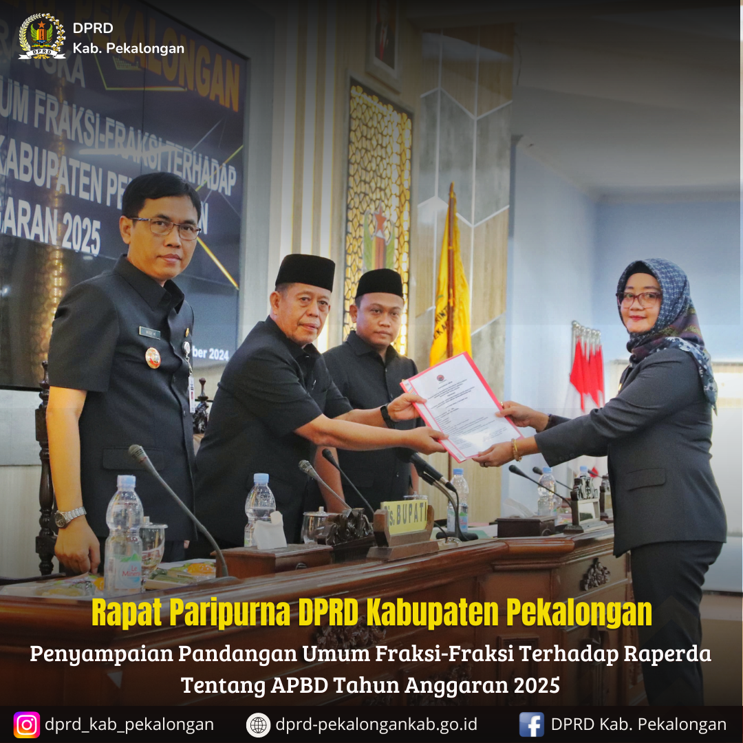 Fraksi-Fraksi DPRD Sampaikan Pandangan Umum Terhadap Raperda APBD Tahun Anggaran 2025